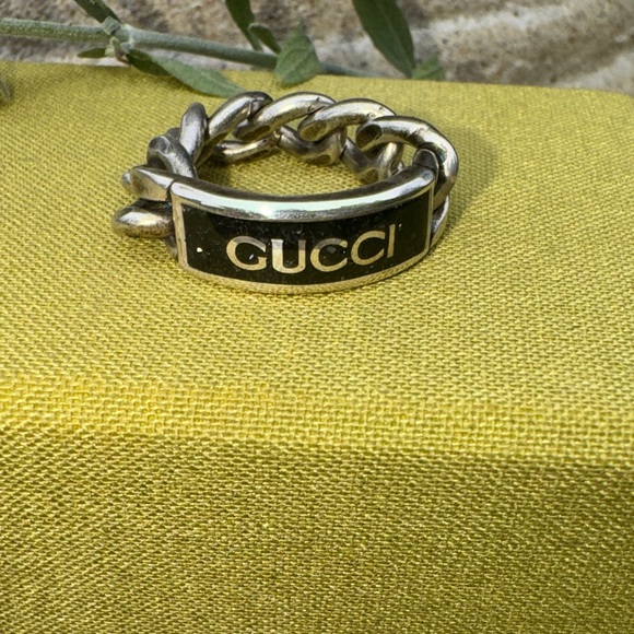 Gucci Silver 925 Chain link ring Women’s size 7 US - Picture 1 of 14